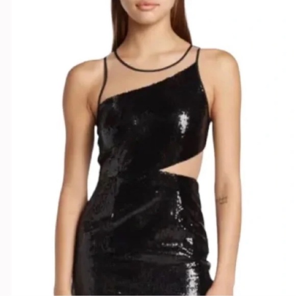 NWT TOCCIN (NY) Sequins Cutout Mesh Cocktail Dress 6 - Picture 2 of 15
